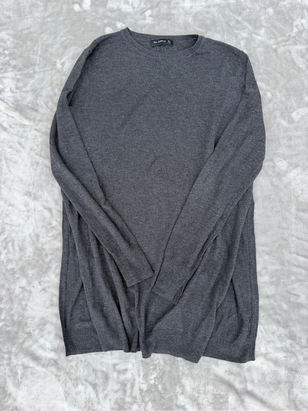 Zara Knit Women's Charcoal Gray Long Sleeve Crewneck